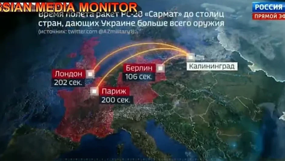 Ρωσία: «Σε 202 δευτερόλεπτα το Λονδίνο δεν θα υπάρχει πια» – Πυρηνικές απειλές σε τηλεοπτική εκπομπή