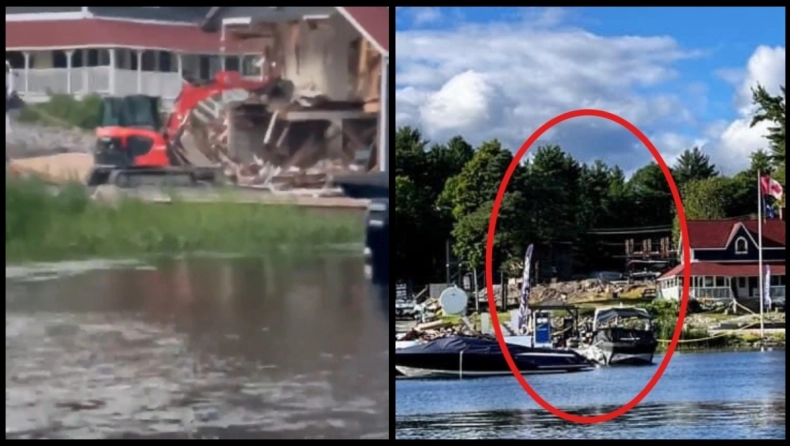 Εξοργισμένος εργάτης που απολύθηκε, ανέβηκε στην μπουλντόζα και διέλυσε τα γραφεία της εταιρίας (vid)