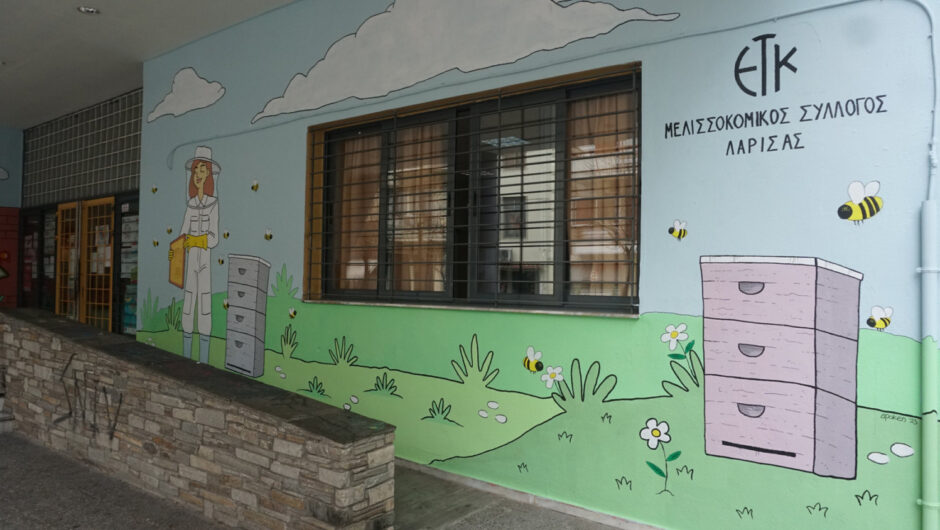 Γκράφιτι – μελίσσι στο 4ο Δημοτικό Σχολείο Λάρισας (φωτ.)