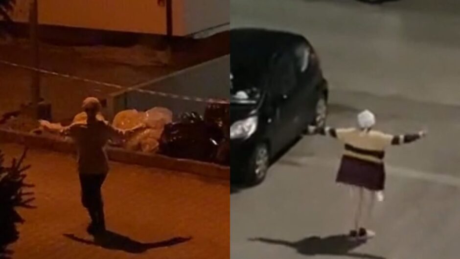 Η αγριεμένη ηλικιωμένη που έγινε Viral με το μαχαίρι χορεύοντας στο δρόμο μες τη νύχτα, γίνεται τάση στη Λάρισα (βίντεο)