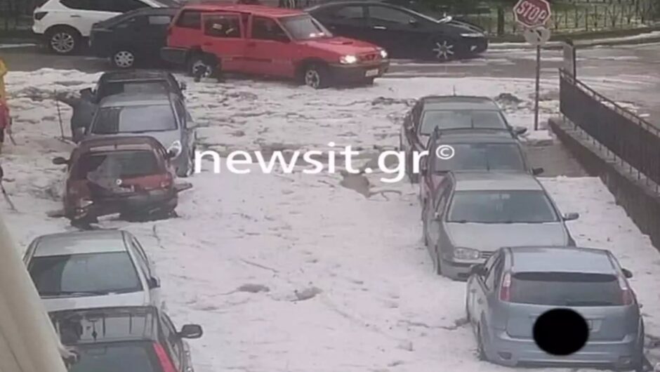 Γιάννενα: Δείτε τα βουνά από χαλάζι σε δρόμους και σπίτια