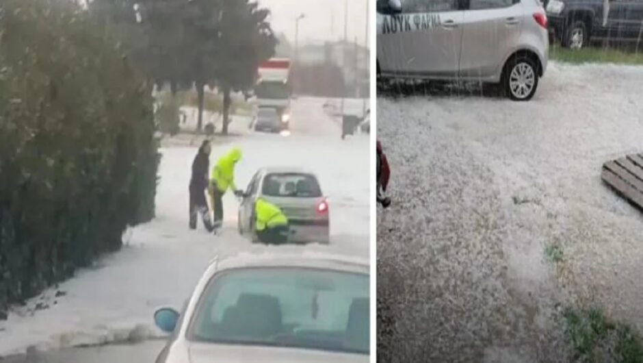 Ξάνθη: Άσπρισαν οι δρόμοι από το χαλάζι