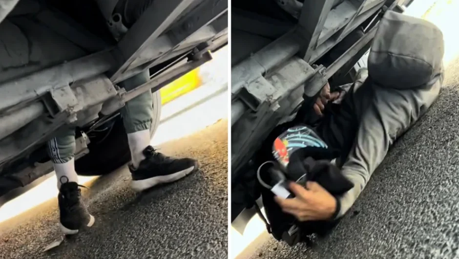 Βίντεο-ντοκουμέντο με μετανάστες κάτω από λεωφορείο – «Δείτε εδώ πού σφήνωσε ο άνθρωπος για να πάει Ελλάδα»
