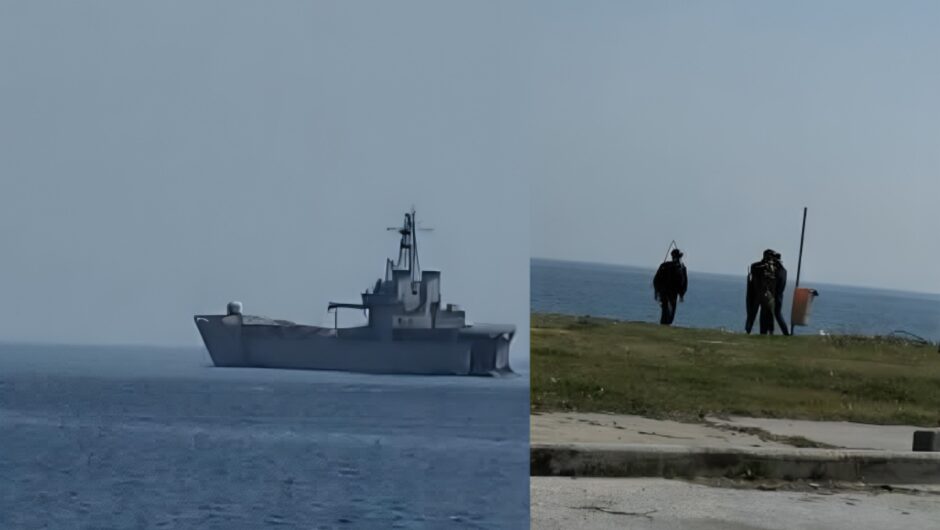 Λάρισα: Πολεμικό πλοίο στον Αγιόκαμπο – Με λέμβους στρατιώτες στην ακτή – Δείτε φωτογραφίες